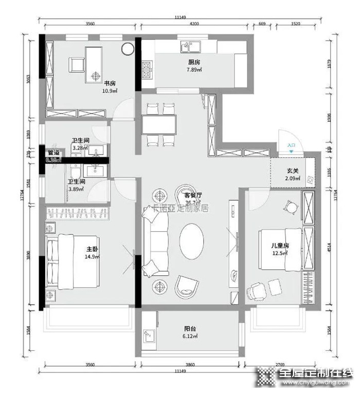 高級灰簡約白，卡諾亞帶你看98㎡奢宅這樣設(shè)計低調(diào)唯美感爆棚