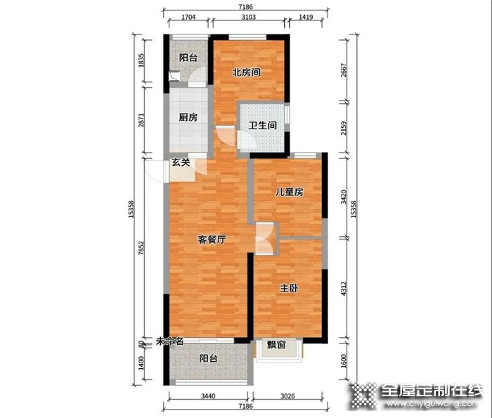 卡諾亞設(shè)計案例：80㎡的現(xiàn)代三房空間