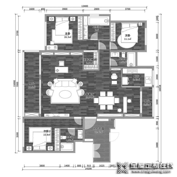 卡諾亞定制家居：這個147㎡四房兩廳太太太大膽了！