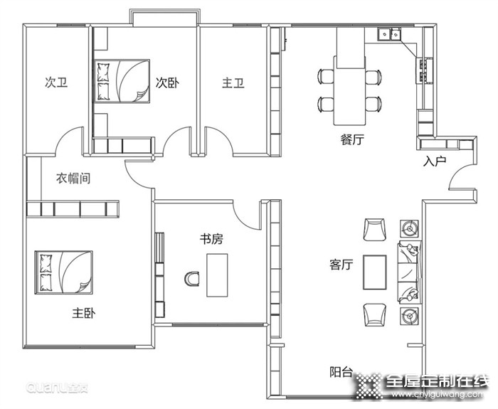 全友全屋案例丨121㎡冷色美家！精致燈光，顏控夫婦的現(xiàn)代三居